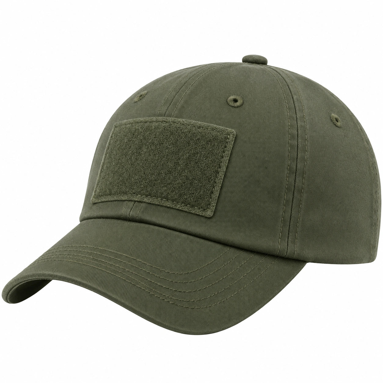 Basecap Oliv mit Klettfläche und Belüftungsösen