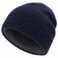 Unisex Warme Strickmütze mit Fleece-Futter Dunkelblau