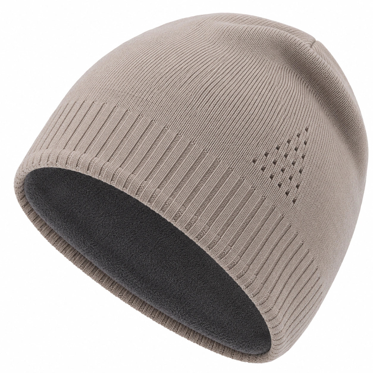 Strickmütze mit Fleece-Innenfutter Beige/Grau