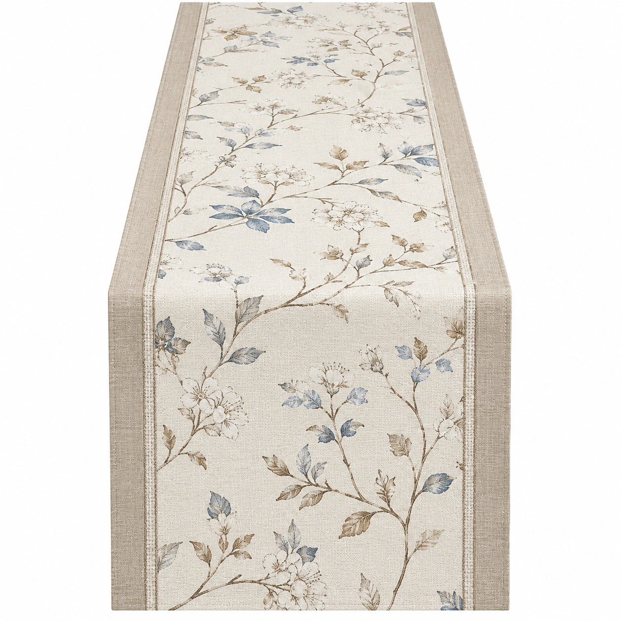 Tischläufer Florales Muster Beige/Blau 180x35