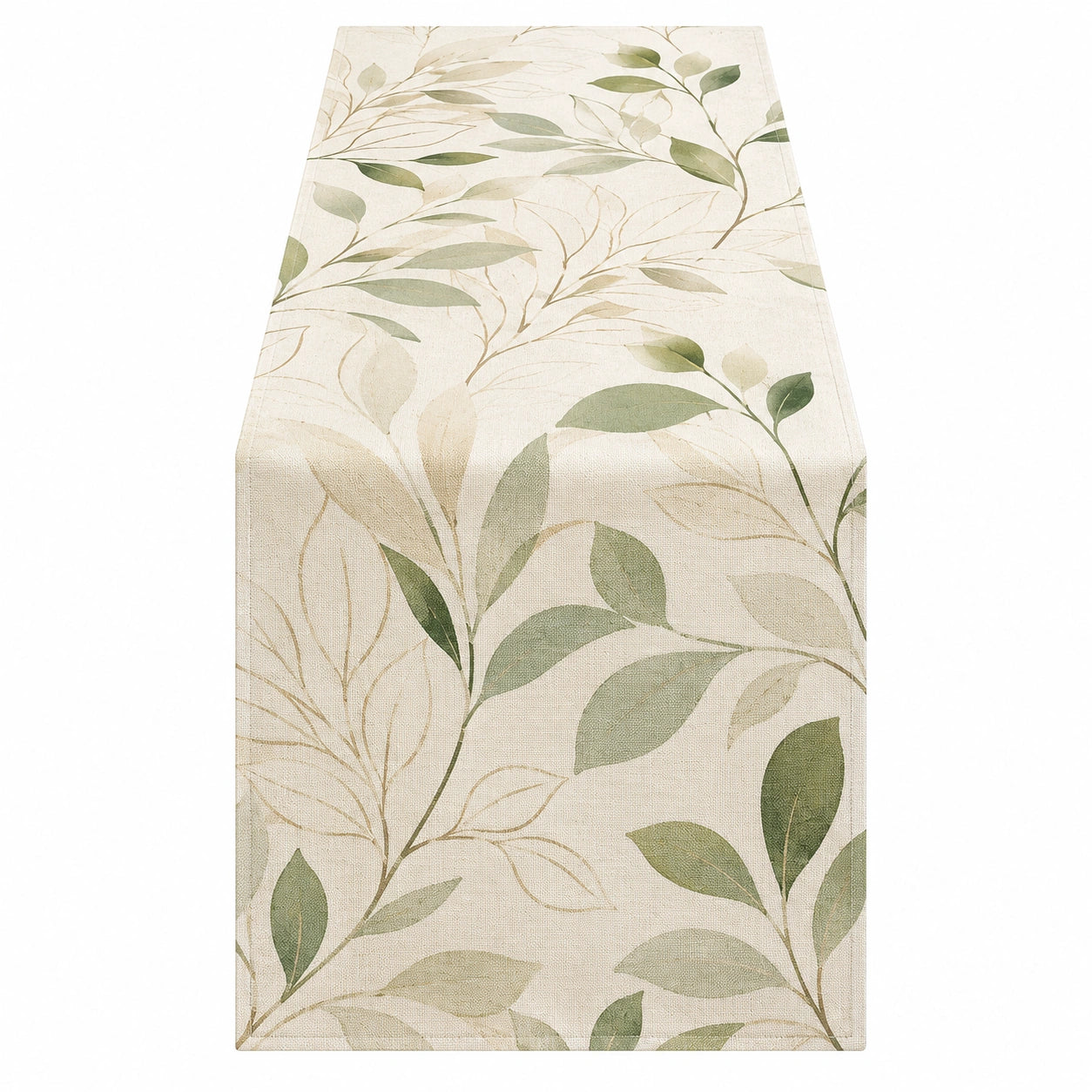Tischläufer mit Blätterdesign in Grün und Beige