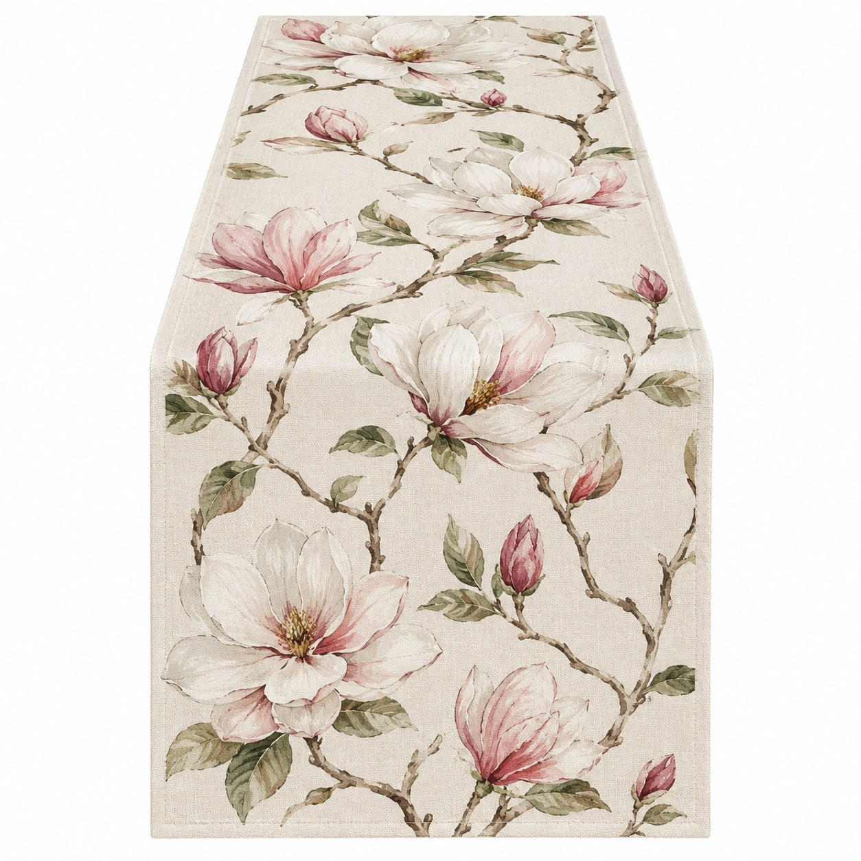 Tischläufer Blumenmuster Beige/Rosa