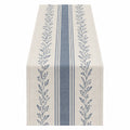 Tischläufer mit Streifen- und Blumenmuster, Blau und Grau 180x33cm