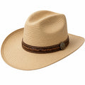 Western Strohhut mit Geflochtenem Band und Concho Beige