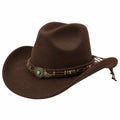 Western Cowboyhut Dunkelbraun mit Verzierungen