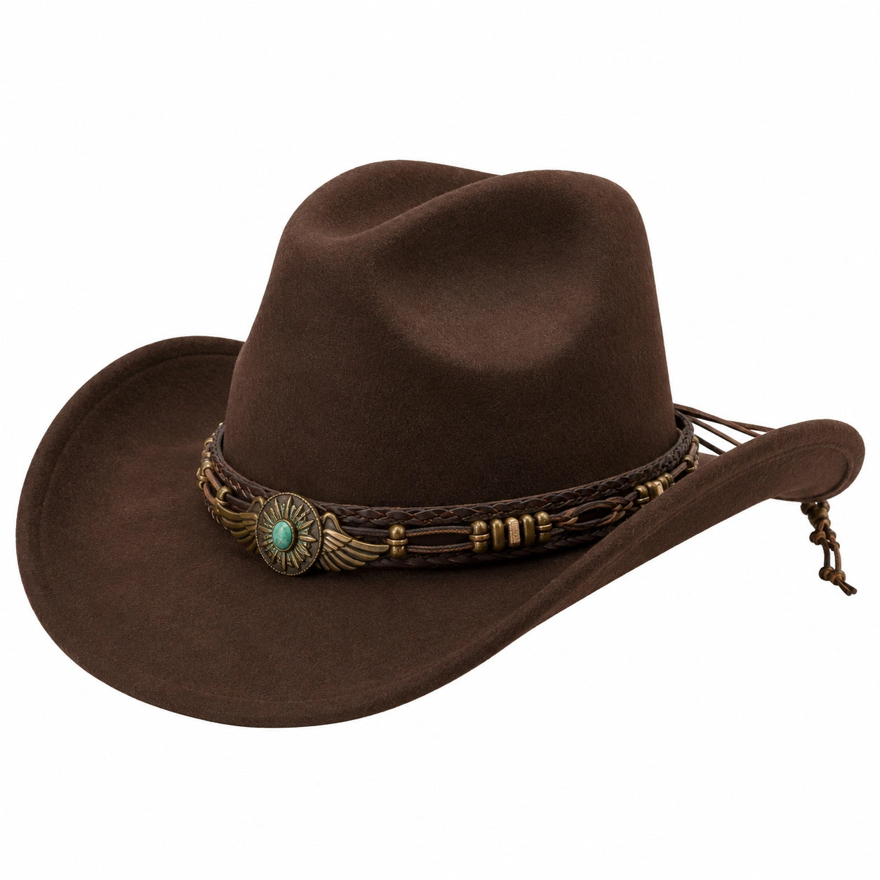 Western Cowboyhut Dunkelbraun mit Verzierungen