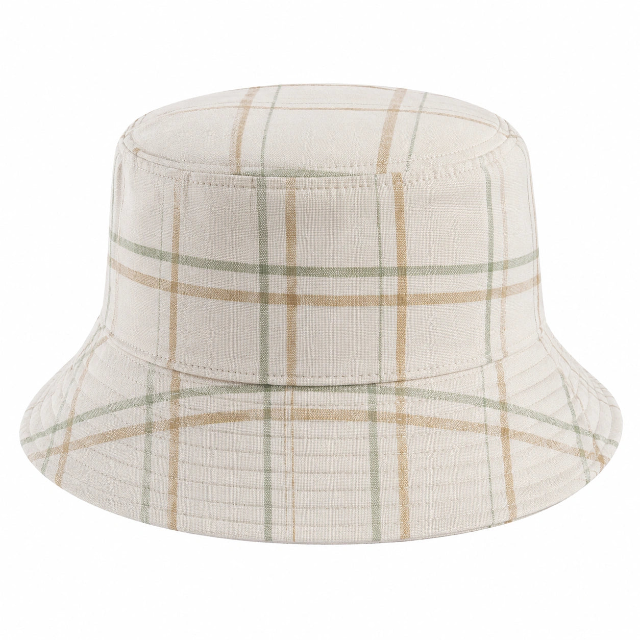 Unisex Fischerhut mit Karomuster Beige/Grün