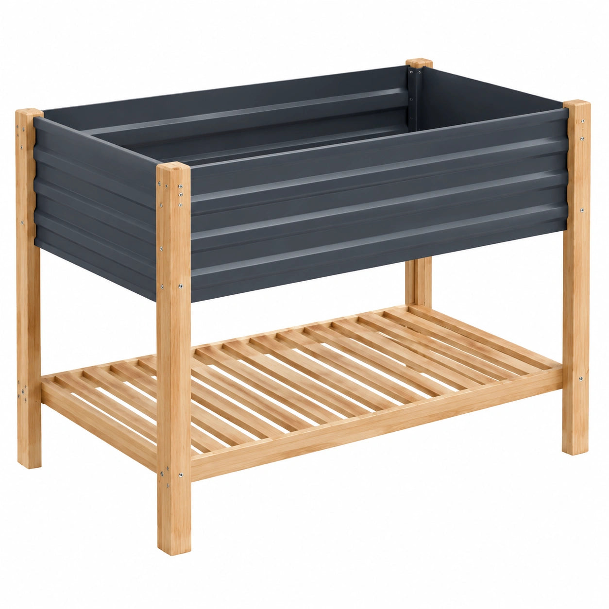 Hochbeet Pflanzkasten mit Regal Grau