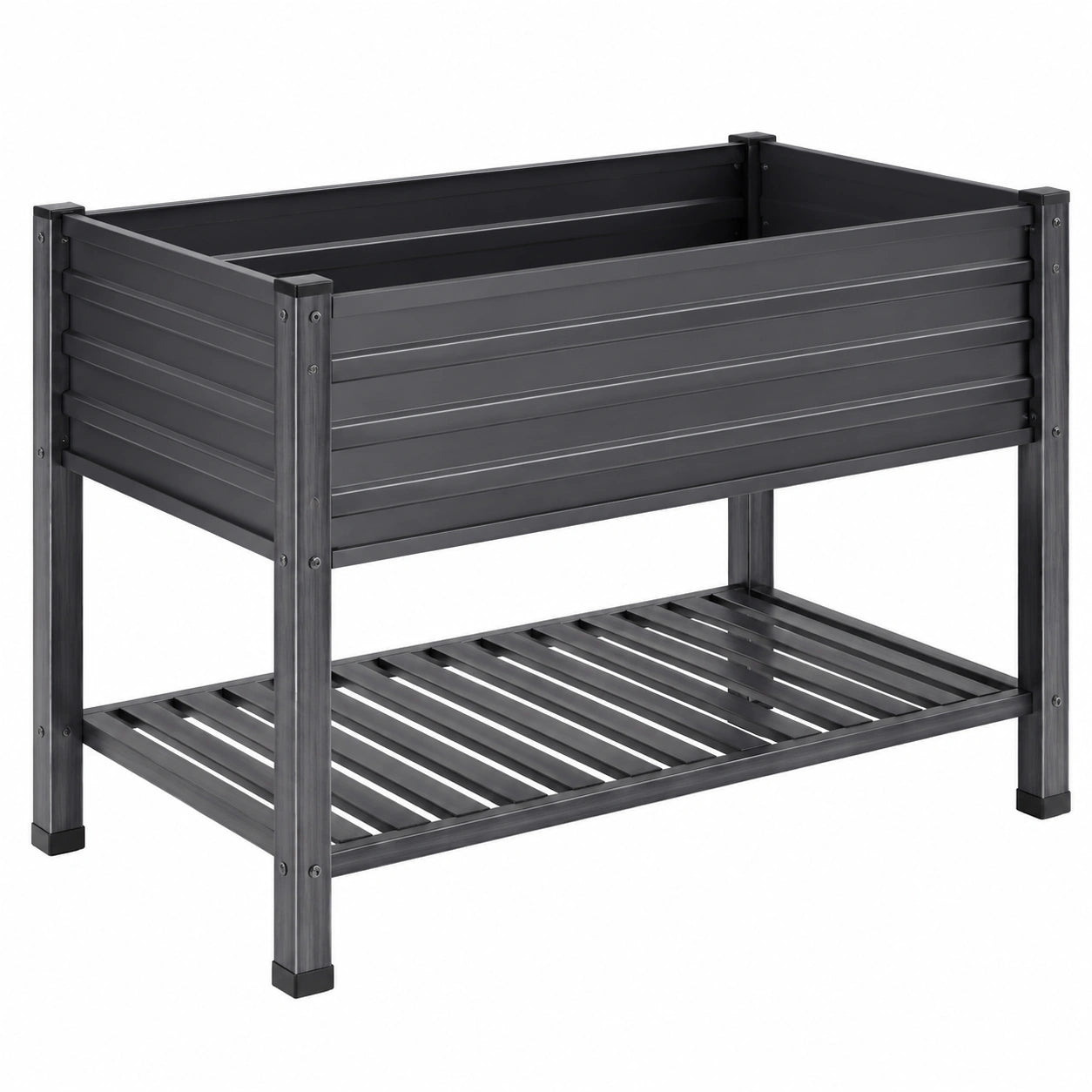 Hochbeet aus Metall mit Regal, Dunkelgrau