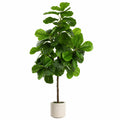Künstlicher Geigenfeigenbaum Grün 150 cm mit Keramikübertopf