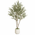 Künstlicher Olivenbaum im Keramiktopf 160 cm Grün/Weiß
