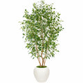 Kunstpflanze Ficus Benjamini 180 cm mit Keramiktopf Grün