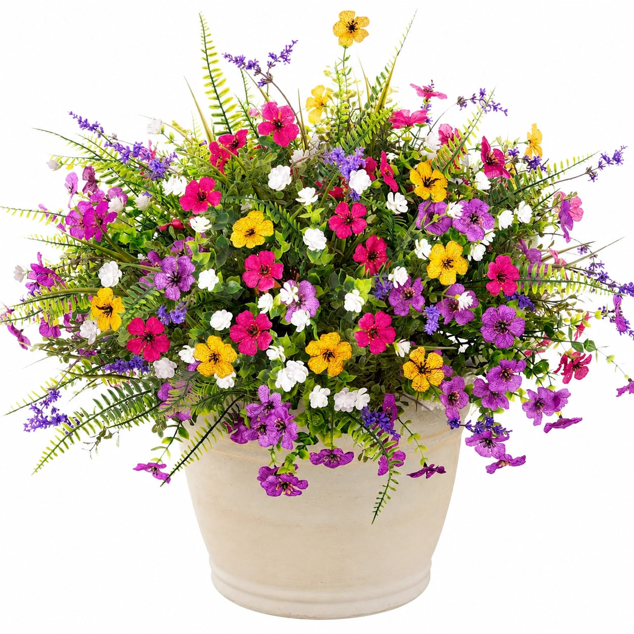 Mehrfarbige Künstliche Blumendekoration im Keramiktopf für Innen- und Außenbereiche