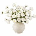 Künstlicher Pfingstrosenstrauß Weiß mit Keramikvase, 60 cm