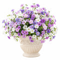 Künstliches Blumenarrangement im Keramiktopf Violett/Weiß/Blau