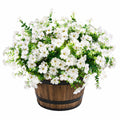 Künstliche Blumenarrangement Weiß im Holzfass