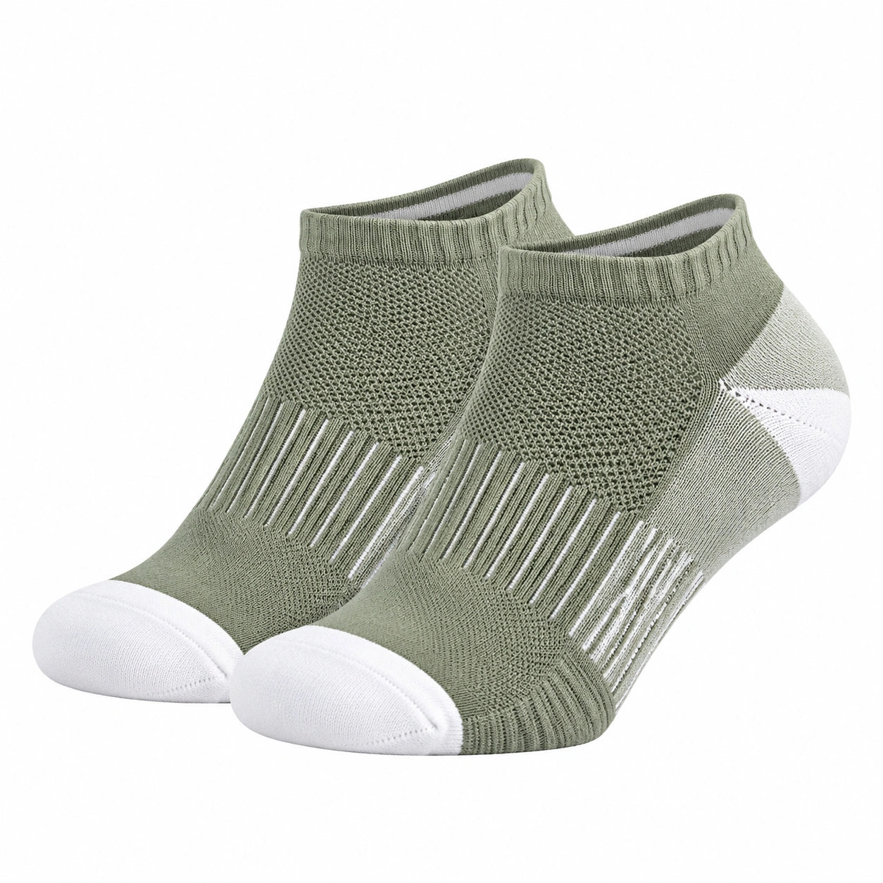 Kurze Sportsocken Unisex Atmungsaktiv Olive/Weiß