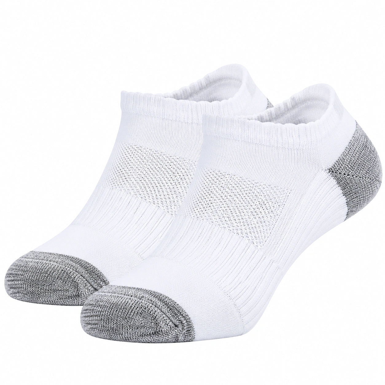 Kurze Sneaker-Socken Weiß Grau Atmungsaktiv 2er-Pack